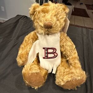 Burberry Fragrances Plush Teddy Bear Monogrammed Scarf B Brown Tan Plaid 11”